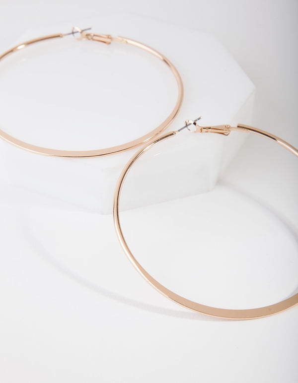 Gold Flat Edge Hoop Earrings