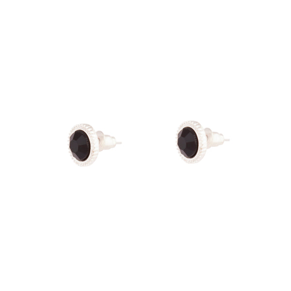 Black Round Stud Earrings
