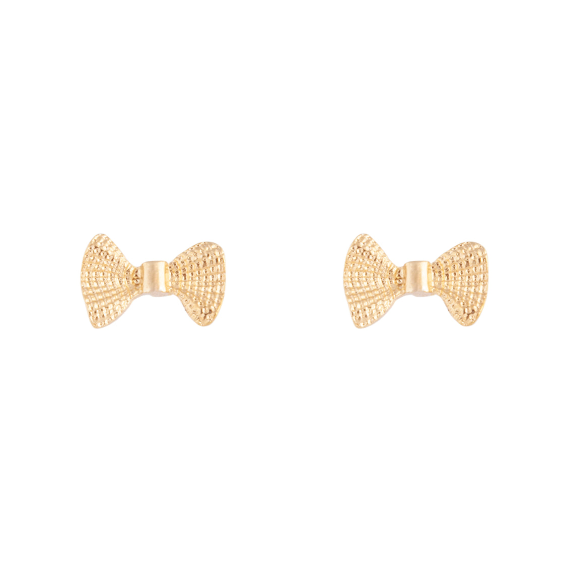 Gold Metal Bow Stud Earrings