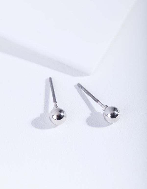Silver Mini Plain Ball Stud Earrings