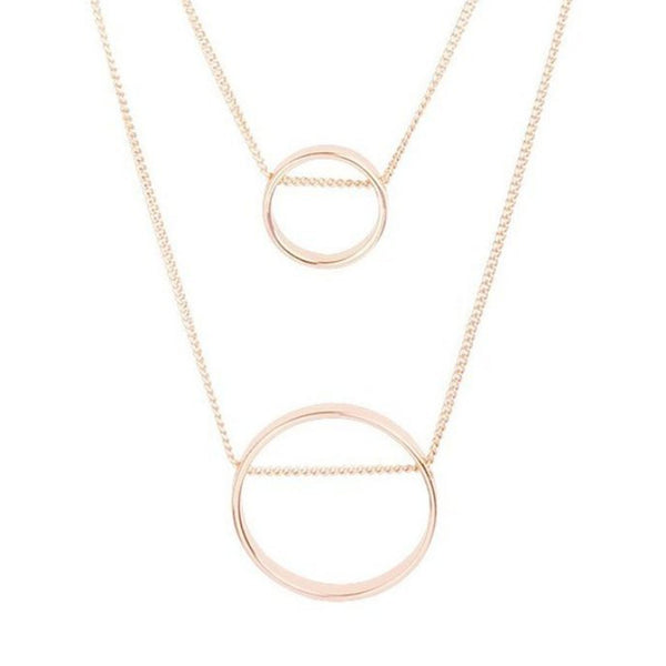 Gold Double Threaded Circle Necklace