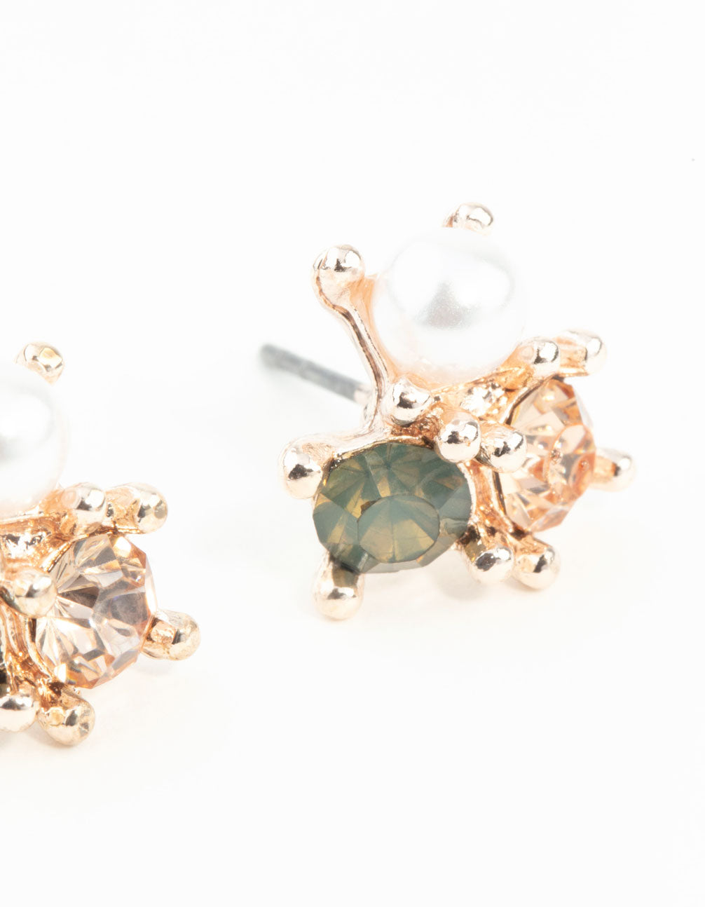 Rose Gold Pearl Tiny Cluster Earrings