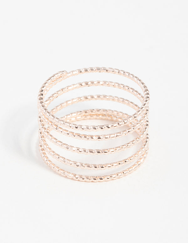 Rose Gold Diamond Cut Spiral Ring