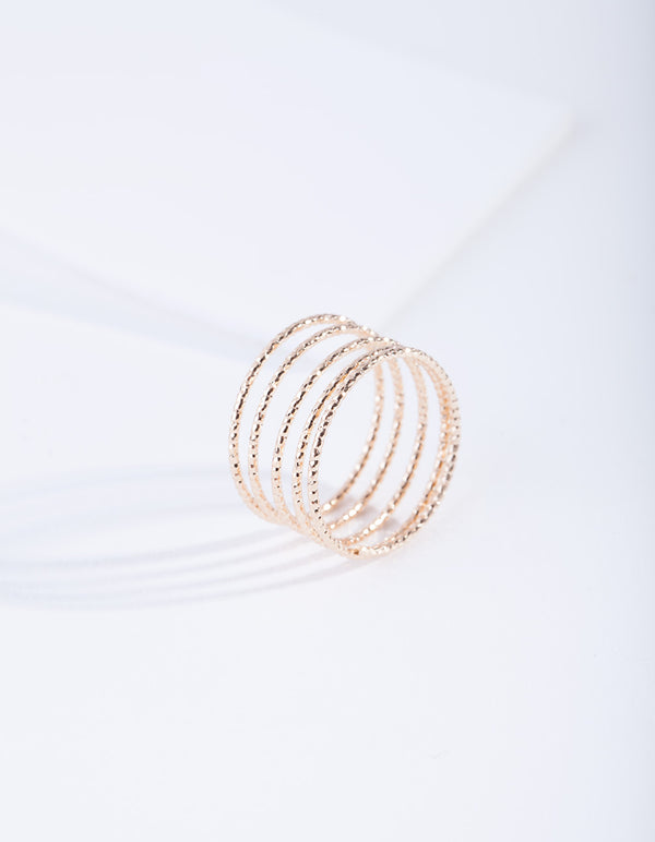 Gold Diamond Cut Spiral Ring