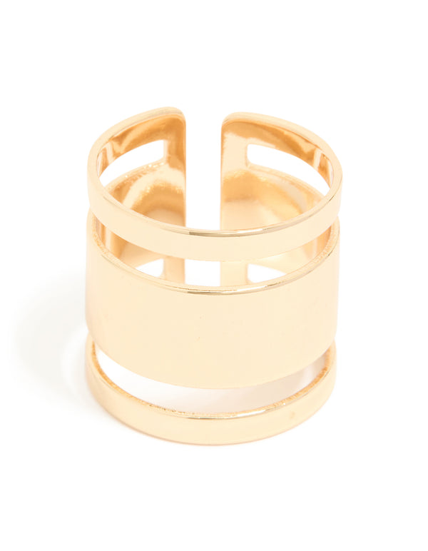 Gold Triple Tube Ring