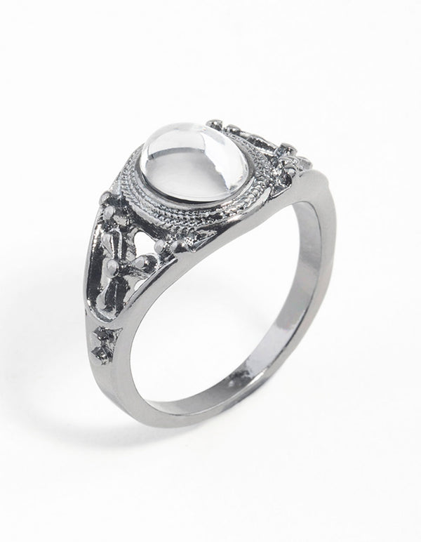 Gunmetal Vintage Stone Ring