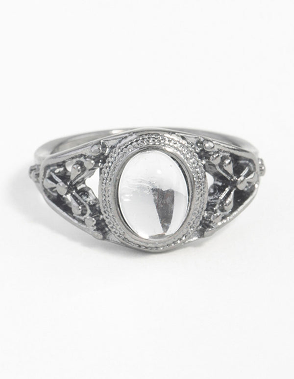 Gunmetal Vintage Stone Ring