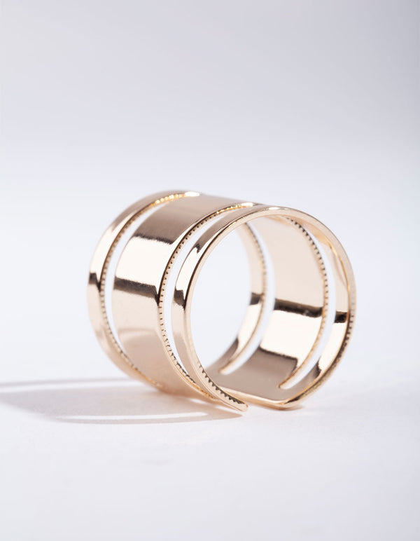 Gold Triple Tube Ring