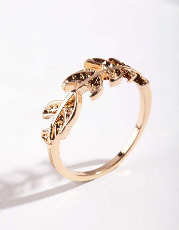 Gold Leaf Band Ring