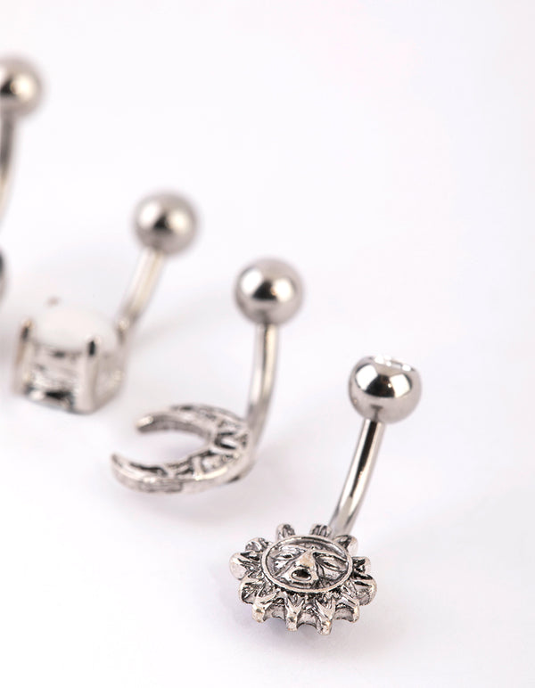 Surgical Steel Yin & Yang Belly Bar 4-Pack