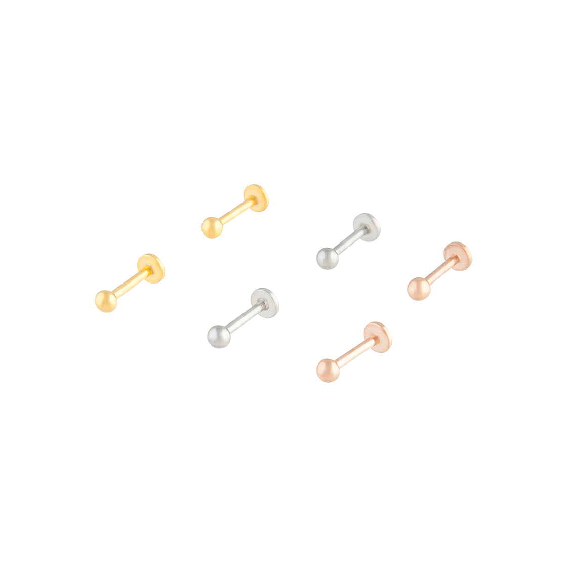 Mixed Metal Flat Back Ball Earring 6-Pack