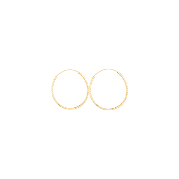 Gold Plated Sterling Silver Diamond Cut Hoop Earrings