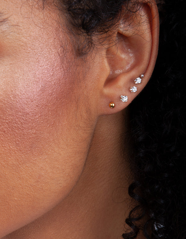 Gold Plated Sterling Silver 3mm Ball Stud Earrings