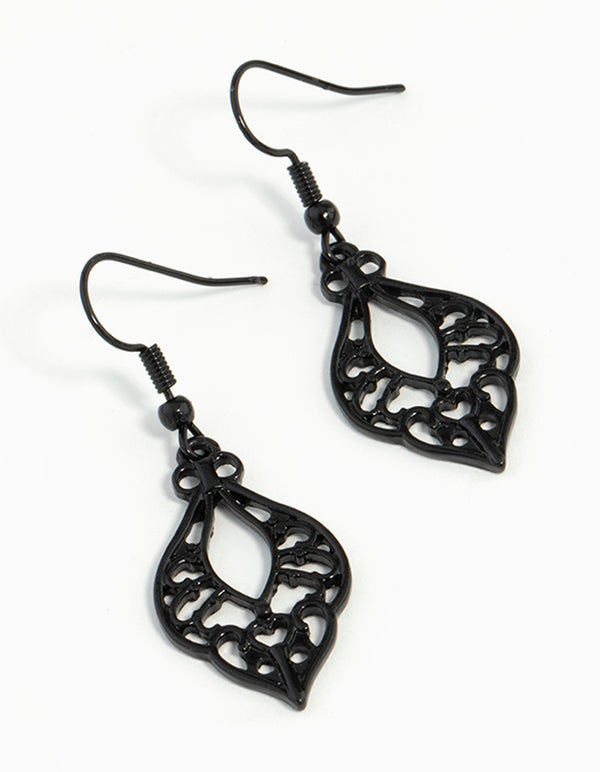 Black Cutout Bohemian Drop Earrings