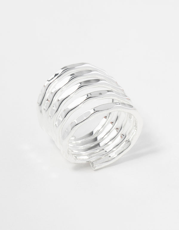 Silver Hammered Wrap Ring