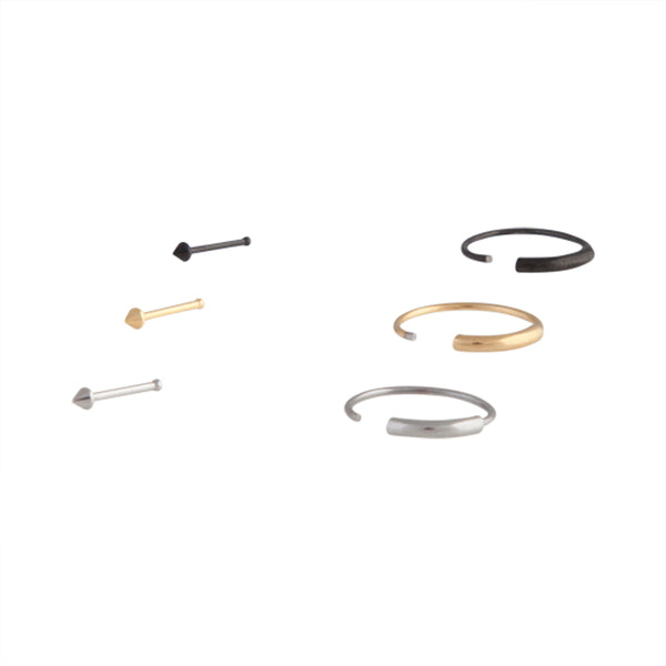 Mixed Metals Bar Ring Pin Nose 6-Pack
