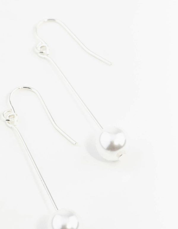 Fine Silver Pin & Pearl Drop Earrings