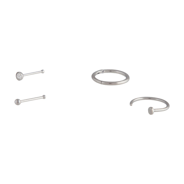 Surgical Steel Pin Clicker Nail Nose 4-Pack