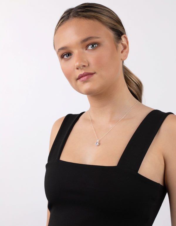 Sterling Silver 3 Carat Cubic Zirconia Solitaire Pendant Necklace