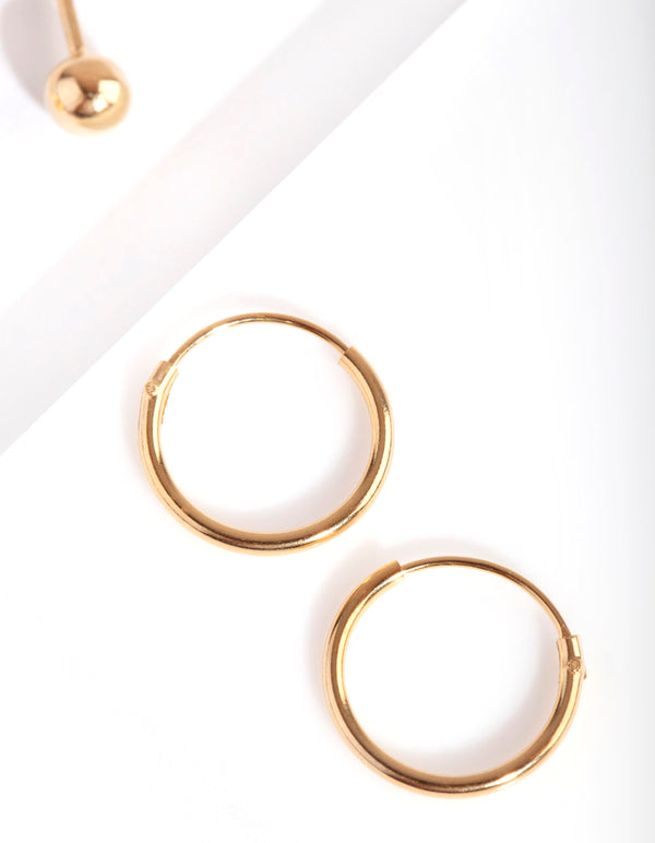 Gold Plated Sterling Silver Mini Studs & Hoop Earring Pack