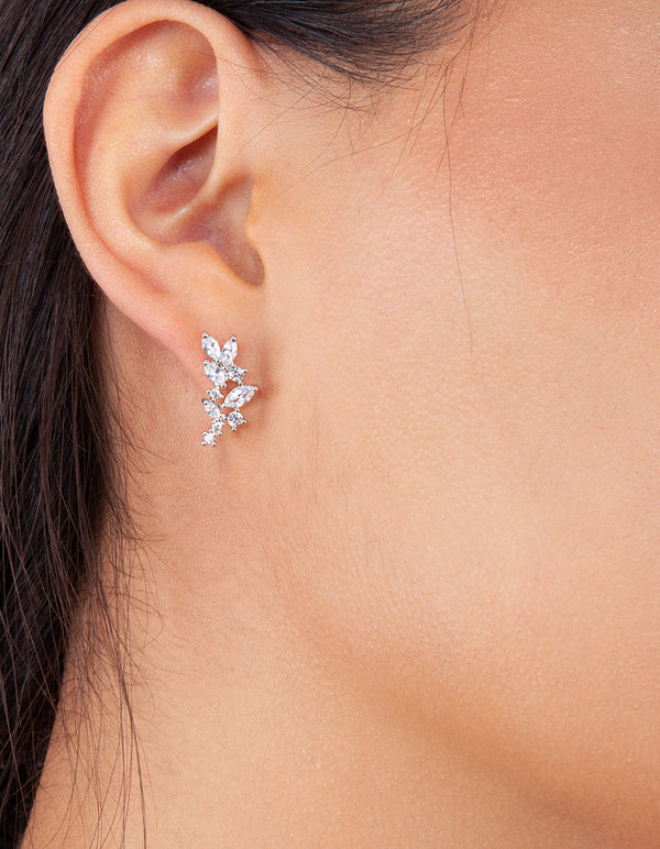 Flower Navette Crystal Stud