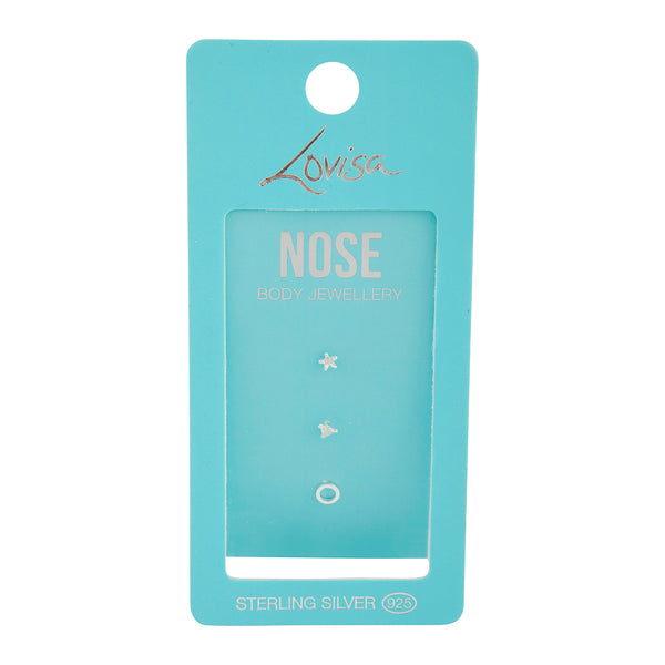 Sterling Silver Star Triangle Nose Stud Pack