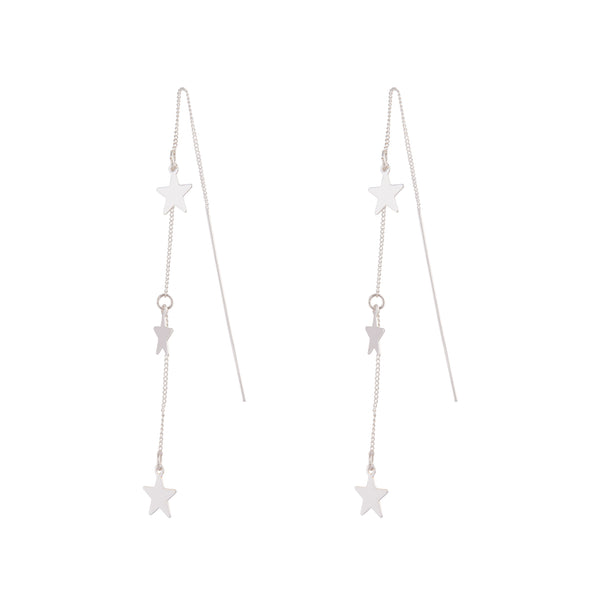 SIlver Mini Star Thread Through Earrings
