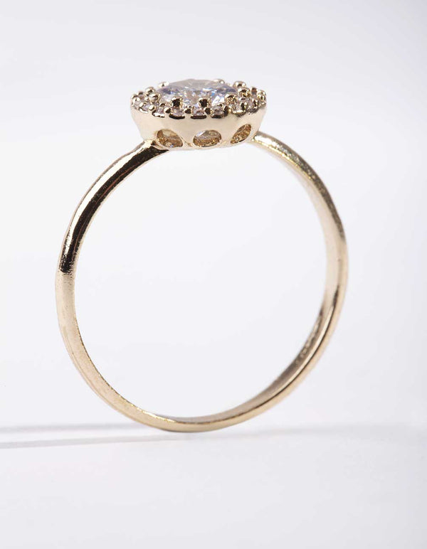 Gold Cubic Zirconia Circle Stone Surround Ring