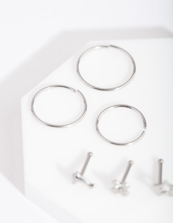 Surgical Steel Dolphin Motif Nose Piercing 6-Pack