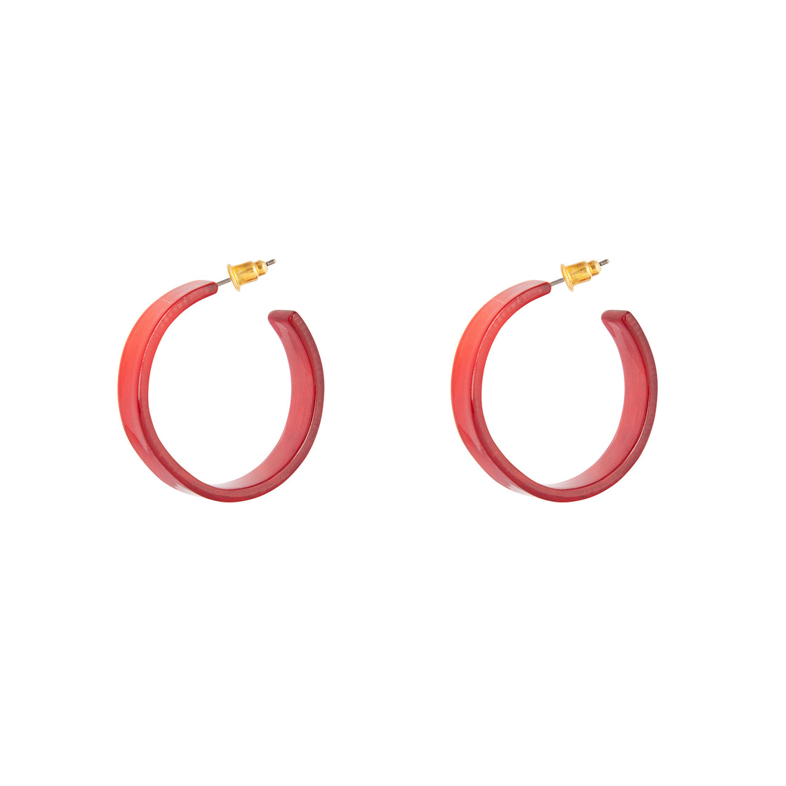 Red Clear Acrylic Swirl Hoop Earrings