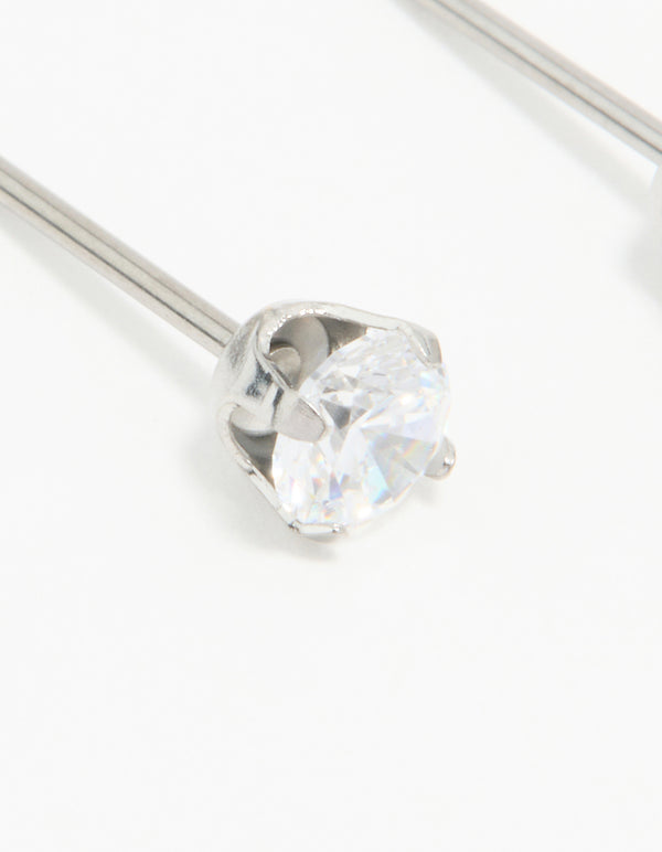 Surgical Stainless Steel 4MM Cubic Zirconia Piercing Stud