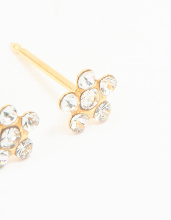 24KT Gold Plated Surgical Stainless Steel Cubic Zirconia Daisy Piercing Stud