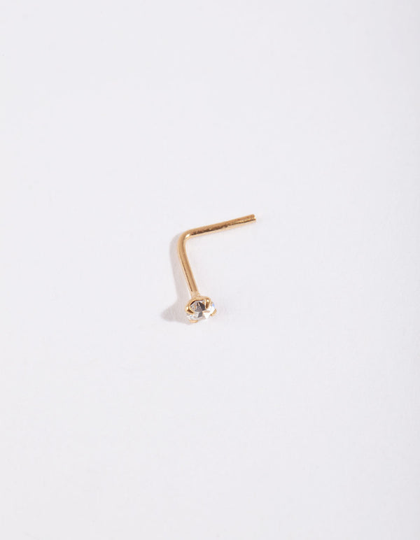Gold Plated Sterling Silver Fine Diamante Nose Stud
