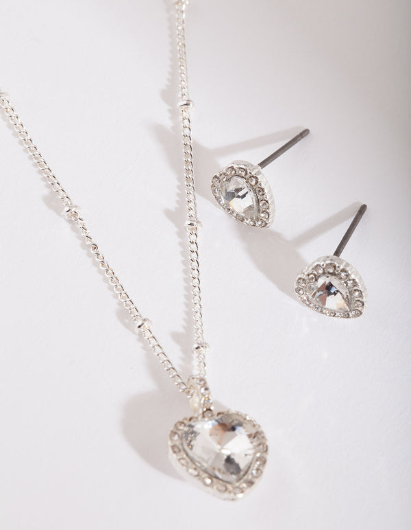 Yellow Heart Earrings Necklace Gift Box