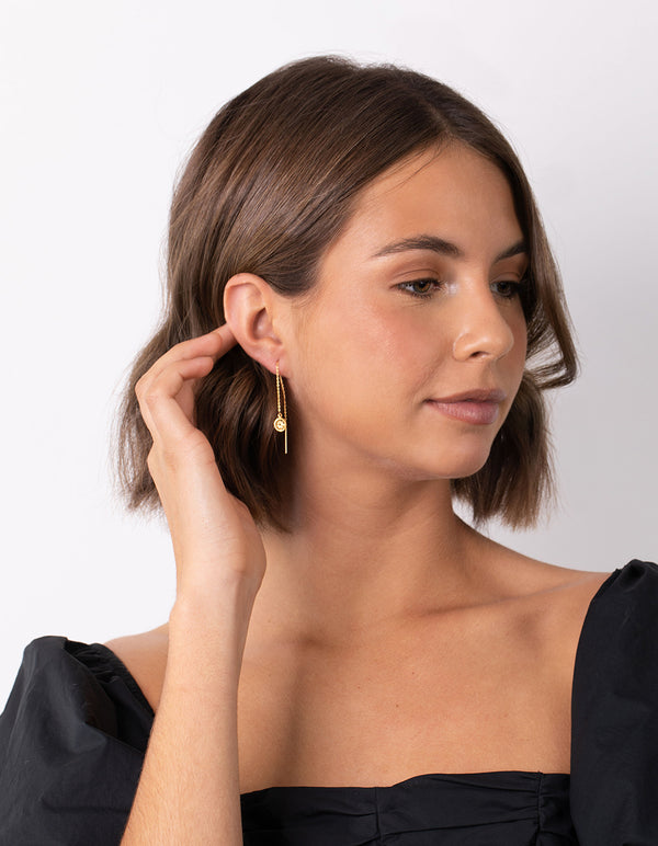 Gold Plated Sterling Silver Sun Thread Through Earrings