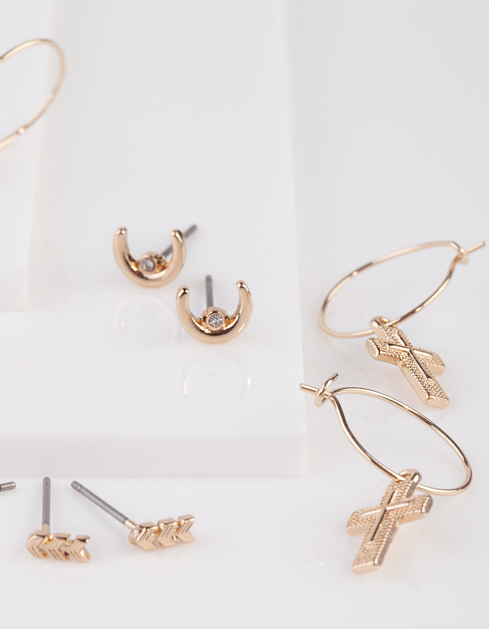 Gold Mixed Medallion Earring 6-Pack