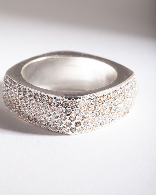 Sterling Silver Diamante Snake Ring