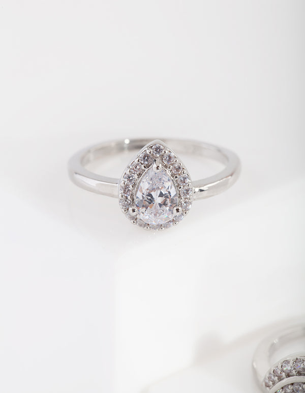 Silver Cubic Zirconia Engagement Ring Stack