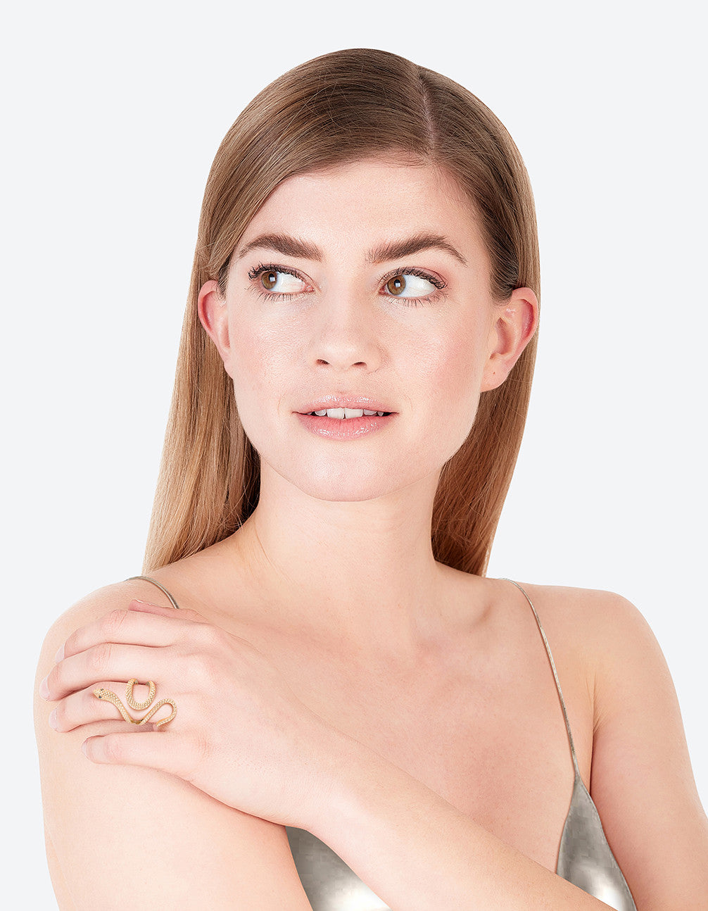 Gold Etched Snake Ring