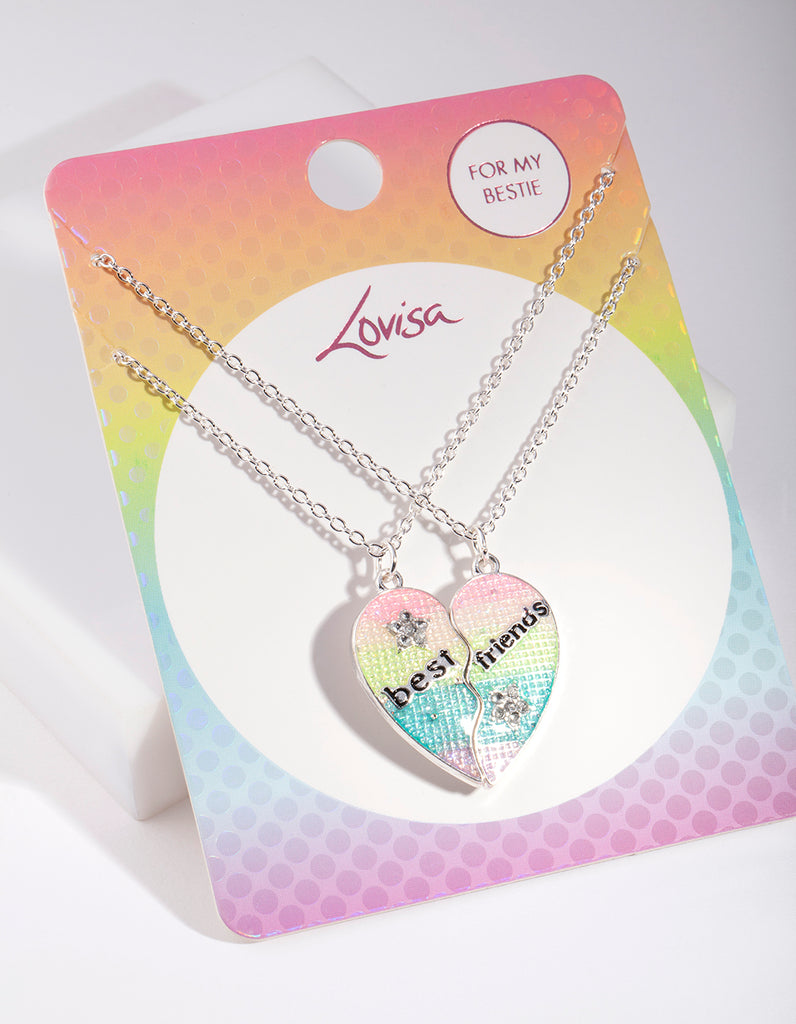 Jewellery Bff Necklaces For Lovisa Jewellery Lovisa Matching Necklaces Lovisa Kids Silver BFF Heart  Necklace Pack, One Size