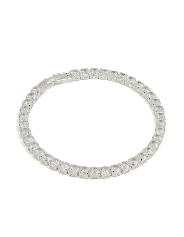Silver Cubic Zirconia Baguette Tennis Bracelet