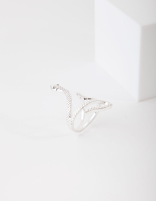 Silver Etched Snake Ring