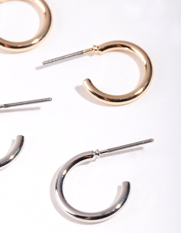 Mixed Metal 10mm Hoop Earring Pack