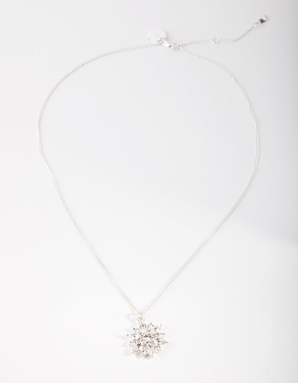 Diamond Simulant Flower Necklace