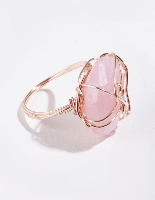 Rose Gold Pink Stone Ring