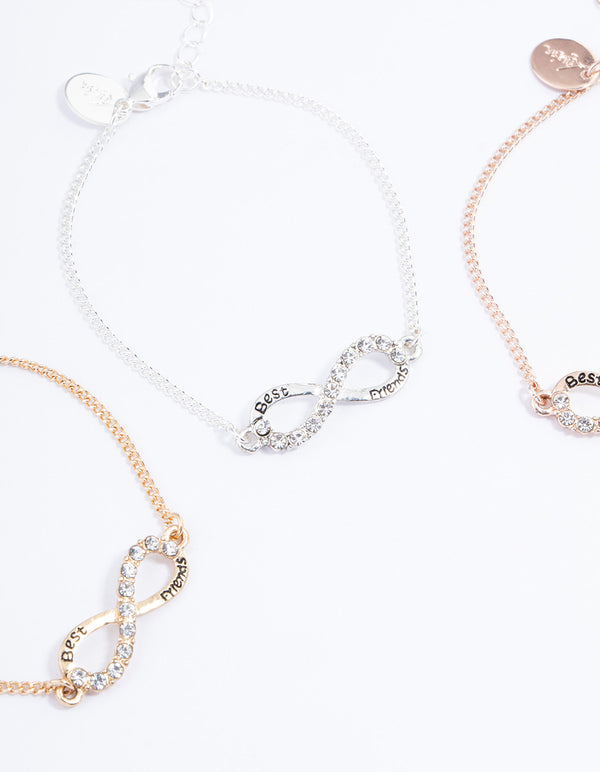Mixed Metal Best Friends Infinity Bracelet Pack