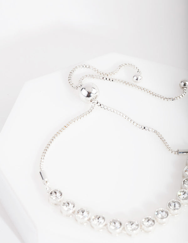 Diamond Simulant Circular 4mm Crystal Toggle Bracelet