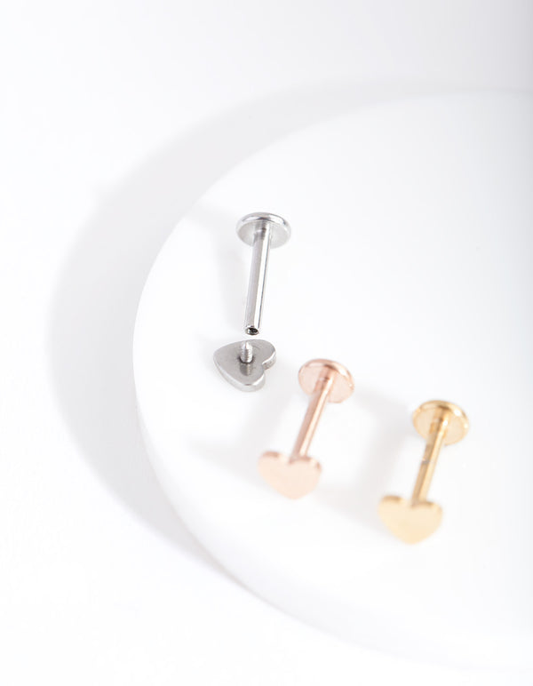 Mixed Metal Heart Flat Back Earring Pack