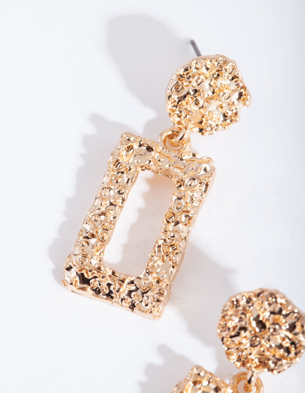 Mini Textured Rectangular Earrings