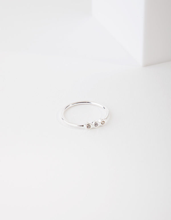 Sterling Silver Triple Diamante Ring